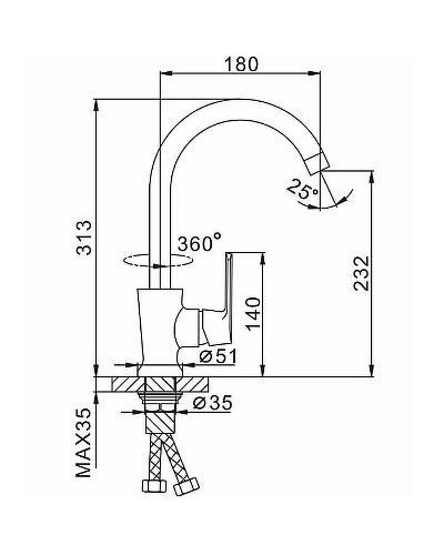 Смеситель для кухни Frap H31 F4031 Белый Хром
