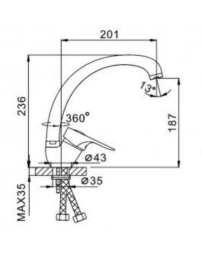 Смеситель для кухни Frap H28 F4128-B Хром