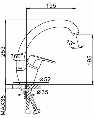 Смеситель для кухни Frap H50 F4150 Хром