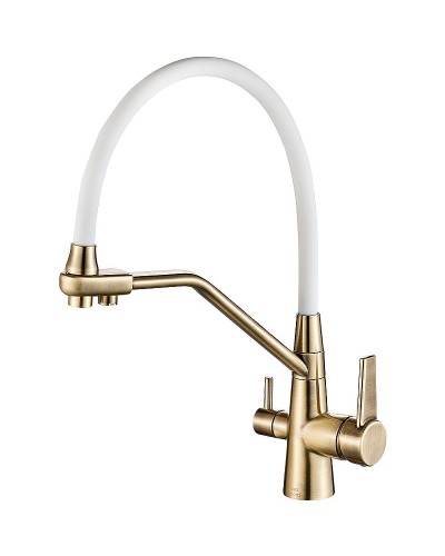 Смеситель для кухни ZorG Steel Hammer SH 903-8 BRONZE Бронза Белый