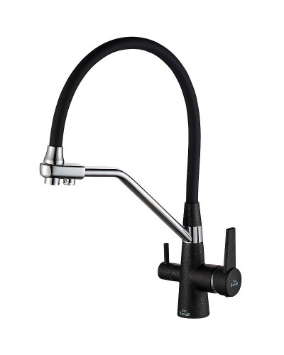 Смеситель для кухни ZorG Steel Hammer SH 903-6 BLACK CR Черный матовый Хром