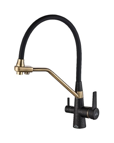 Смеситель для кухни ZorG Steel Hammer SH 903-6 BLACK BR Черный матовый Бронза