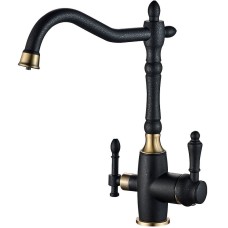 Смеситель для кухни ZorG Steel Hammer SH 812 BLACK BR Черный матовый Бронза