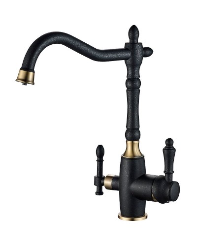 Смеситель для кухни ZorG Steel Hammer SH 812 BLACK BR Черный матовый Бронза