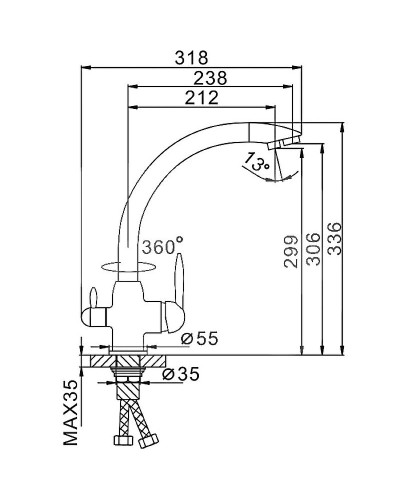 Смеситель для кухни Frap H99 F4399-4 Бронза