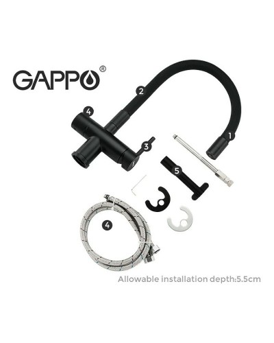 Смеситель для кухни Gappo G4398-36 Черный матовый