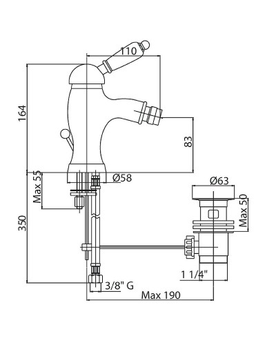 Смеситель для биде Cezares Elite ELITE-BSM1-02-Bi Бронза