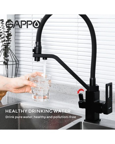 Смеситель для кухни Gappo G17-6 G4317-6 Черный матовый