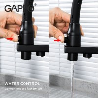 Смеситель для кухни Gappo G17-6 G4317-6 Черный матовый