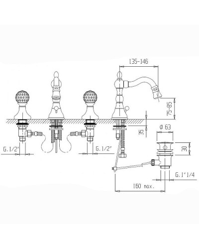 Смеситель для биде Cezares Atlantis-Nostalgia ATLANTIS-NOSTALGIA-BBS2-01 Хром