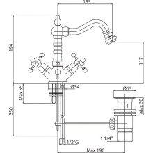 Смеситель для биде Cezares Lord-BS2-03/24 Золото 24 карат