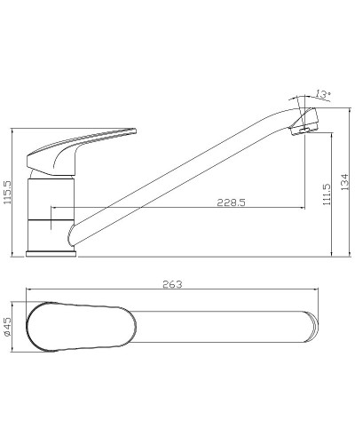 Смеситель для кухни Rossinka RS45-21 Хром