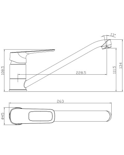 Смеситель для кухни Rossinka RS46-21 Хром
