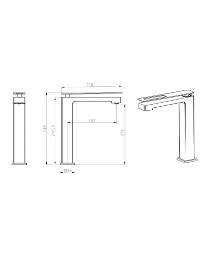 Смеситель для раковины Boheme Q 142-GUW Золото Синий