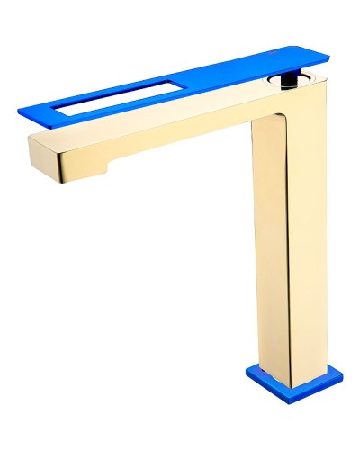 Смеситель для раковины Boheme Q 142-GUW Золото Синий