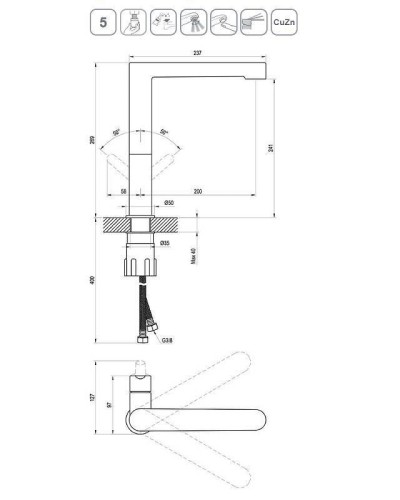 Смеситель для кухни Ravak Puri PU 016.20 X070183 Черный матовый