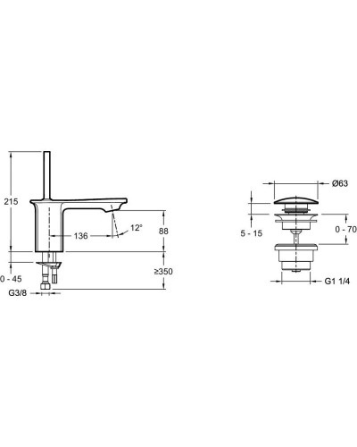 Комплект смесителей Jacob Delafon Stance E9100-CP + E14760-CP