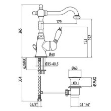 Смеситель для раковины Gattoni Orta 2741/27D0 OLD Золото 24 карат