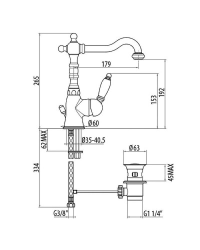 Смеситель для раковины Gattoni Orta 2741/27D0 OLD Золото 24 карат