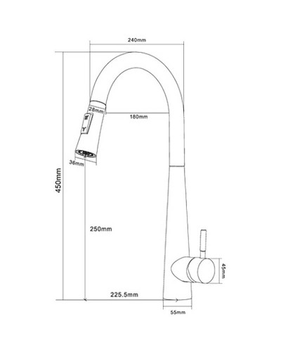 Смеситель для кухни Orange Steel M99-007b Черный матовый