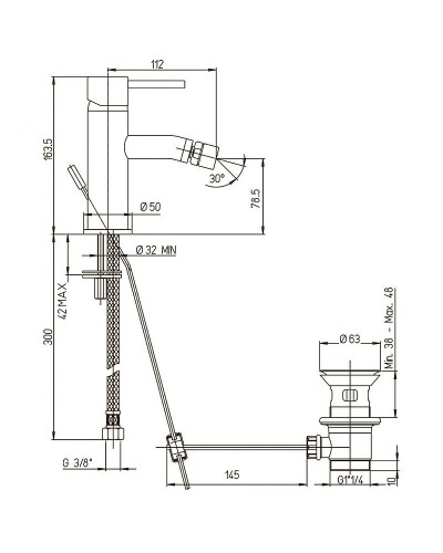 Смеситель для биде Paini Cox 78PJ306 Золото матовое