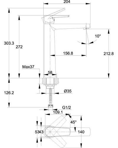 Смеситель для раковины Cersanit Moduo 64095 Хром