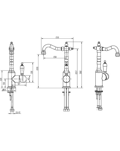 Смеситель для раковины Boheme Tradizionale Chromo 262-PR Хром