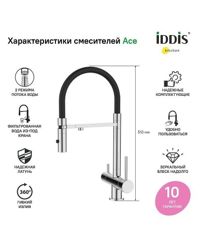 Смеситель для кухни Iddis Ace ACESBFFi05 Хром