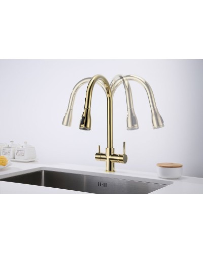 Смеситель для кухни Paulmark Lange La214212-G Золото