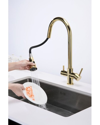 Смеситель для кухни Paulmark Lange La214212-G Золото