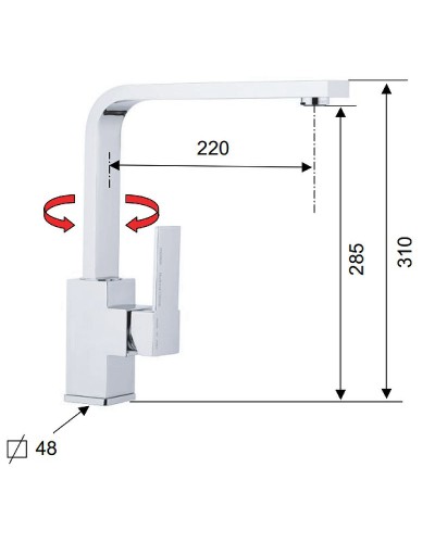 Смеситель для кухни Remer Qubica Q42U Хром