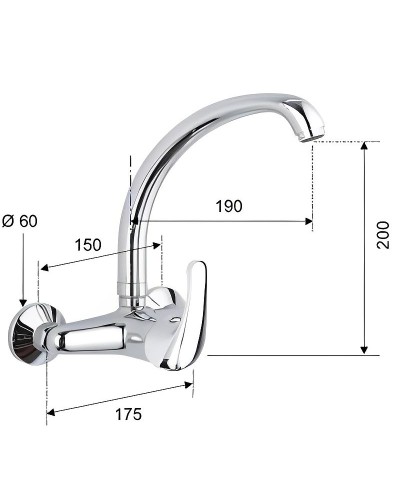 Смеситель для кухни Remer Серия 35 F432 Хром