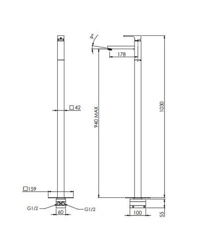 Смеситель для раковины Remer Absolute AU18 Черный матовый