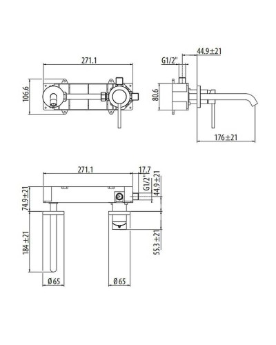 Смеситель для раковины Gattoni Circle Two 9135/91NO Черный матовый