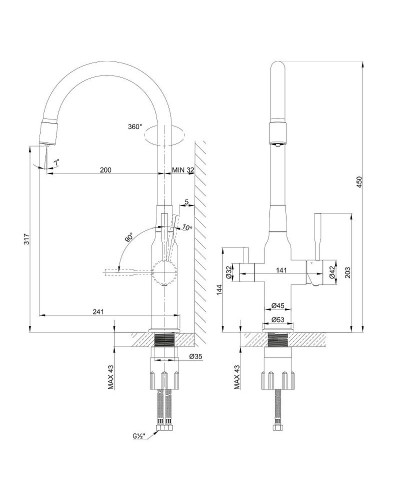 Смеситель для кухни Lemark Expert LM5083S-Gray Хром Серый