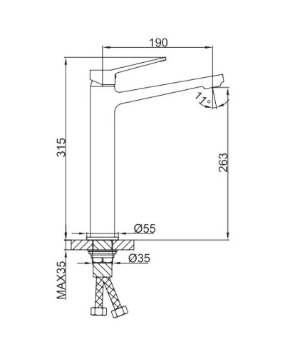 Смеситель для раковины Frap H62-9 F1062-29 Оружейная сталь