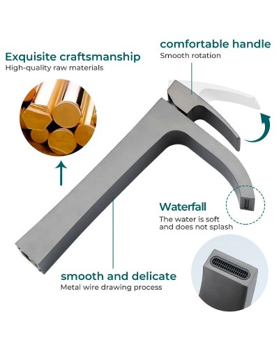 Смеситель для раковины Gappo G07-9 G1007-89 Оружейная сталь