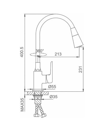 Смеситель для кухни Frap H17-6 F4417-6 Черный матовый
