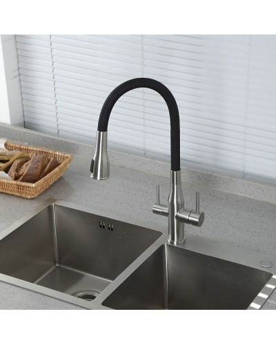 Смеситель для кухни Gappo G4399-65 Сатин Черный