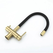 Смеситель для кухни Gappo G4398-33 Золотой сатин Черный