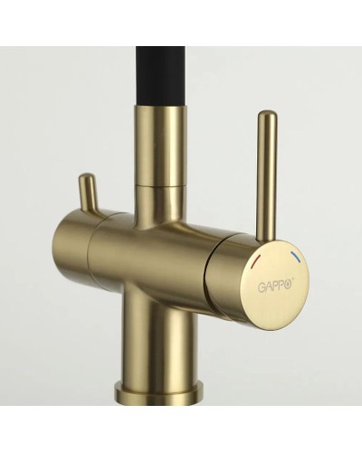 Смеситель для кухни Gappo G4398-33 Золотой сатин Черный
