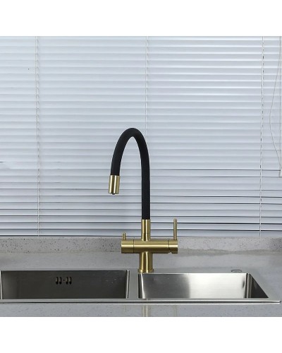 Смеситель для кухни Gappo G4398-33 Золотой сатин Черный