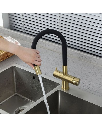 Смеситель для кухни Gappo G4398-33 Золотой сатин Черный
