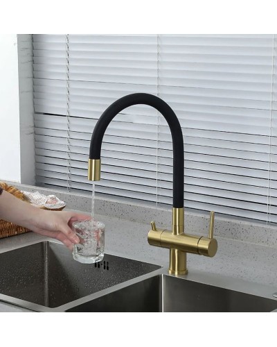 Смеситель для кухни Gappo G4398-33 Золотой сатин Черный