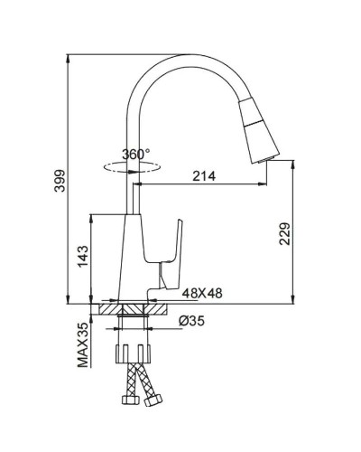 Смеситель для кухни Frap H71 F4471 Хром Черный