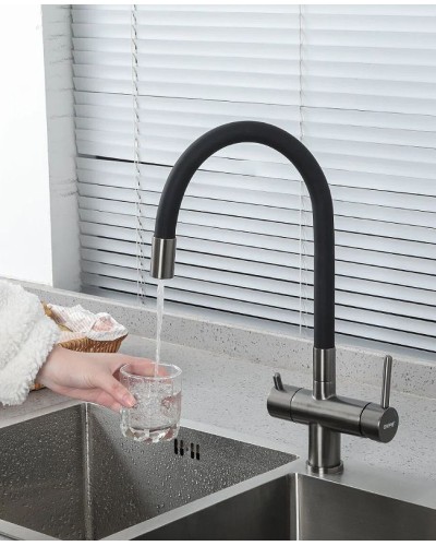 Смеситель для кухни Gappo G4398-39 Оружейная сталь Черный