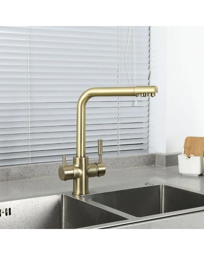 Смеситель для кухни Frap H52 F4352-3 Сатин золотой