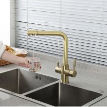 Смеситель для кухни Frap H52 F4352-3 Сатин золотой