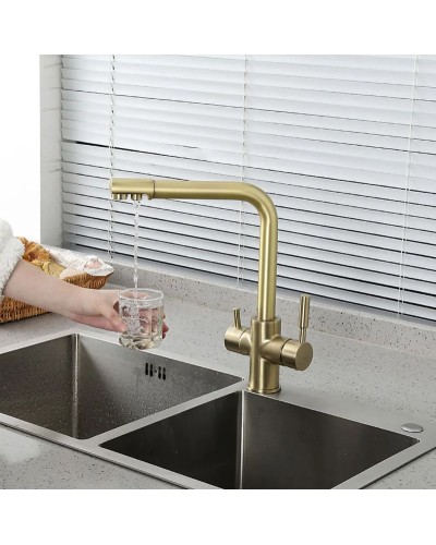 Смеситель для кухни Frap H52 F4352-3 Сатин золотой