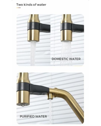 Смеситель для кухни Gappo G4398-83 Золотой сатин Черный